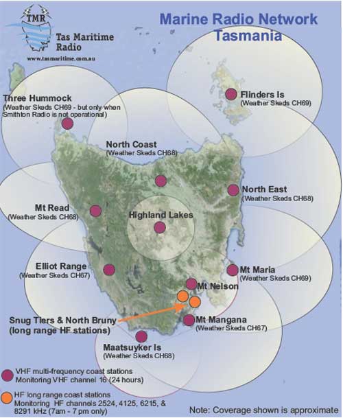 Tasmanian coastal VHF Coverage